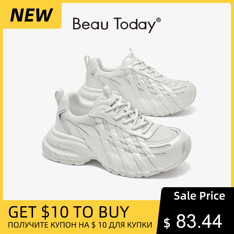Mesh Trainer Breathable - BEAUTODAY Chunky Sneakers Women Split Leather
