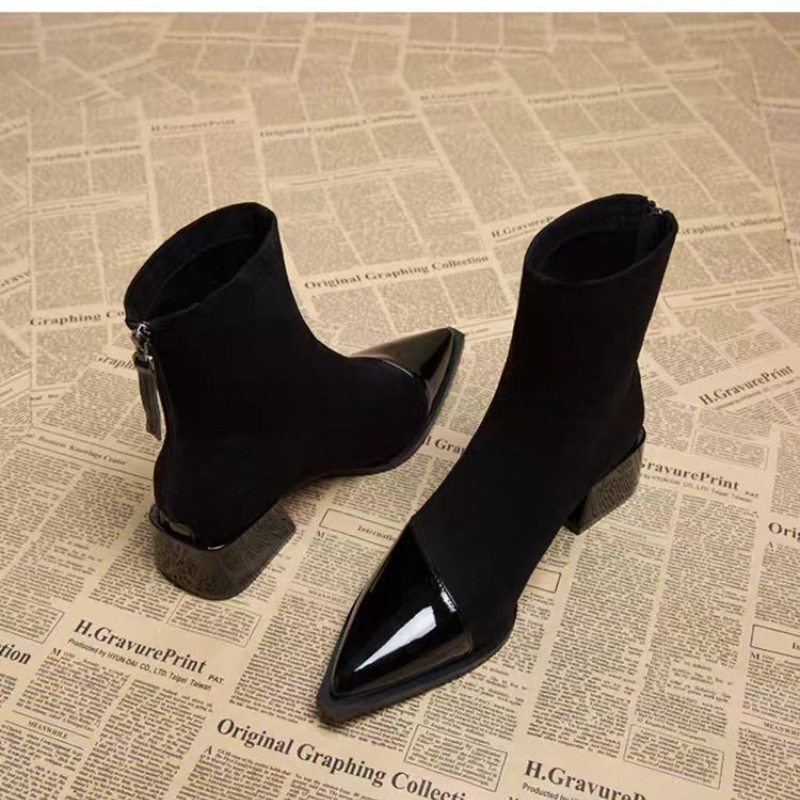 Chelsea Boots Suede - Ankle Boots Women Chunky Mid Heels