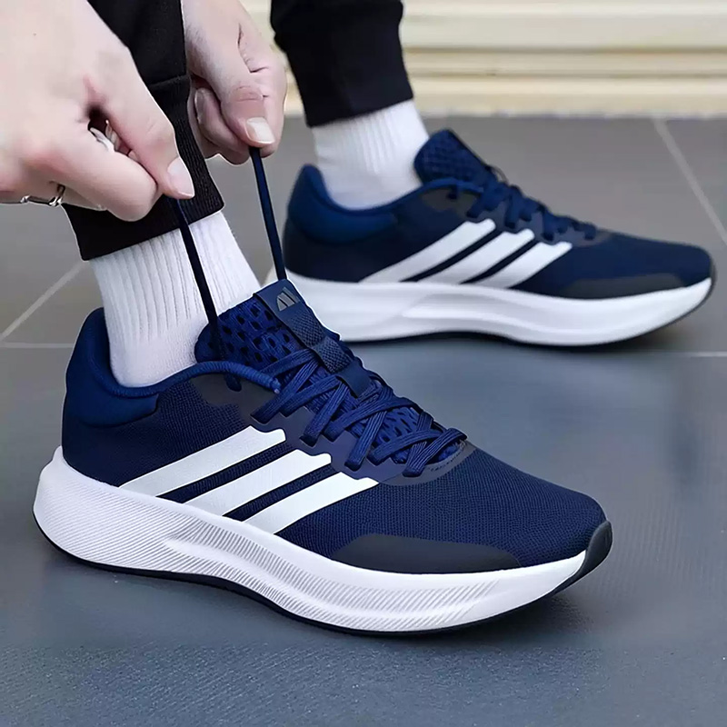 Men'S Shoes Navy Blue - Adidas Navy Blue Three Stripes Breathable