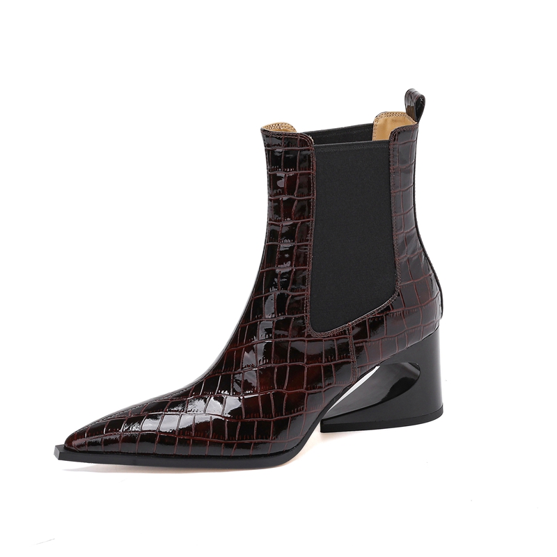 Women's New Leather Embossed P - Chelsea Boots Suede 评论和价格