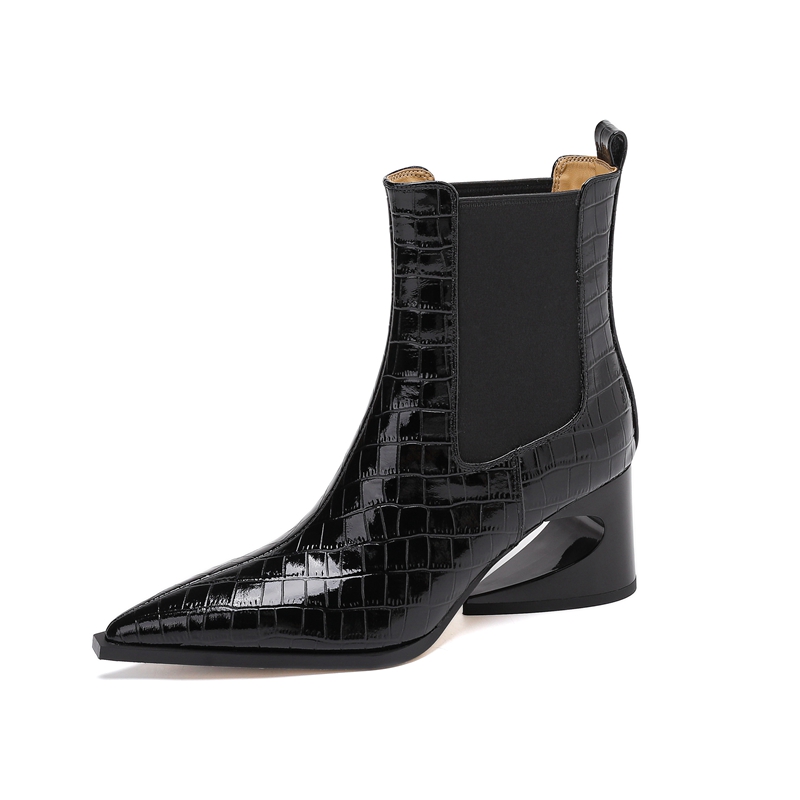 Women's New Leather Embossed P - Chelsea Boots Suede 评论和价格