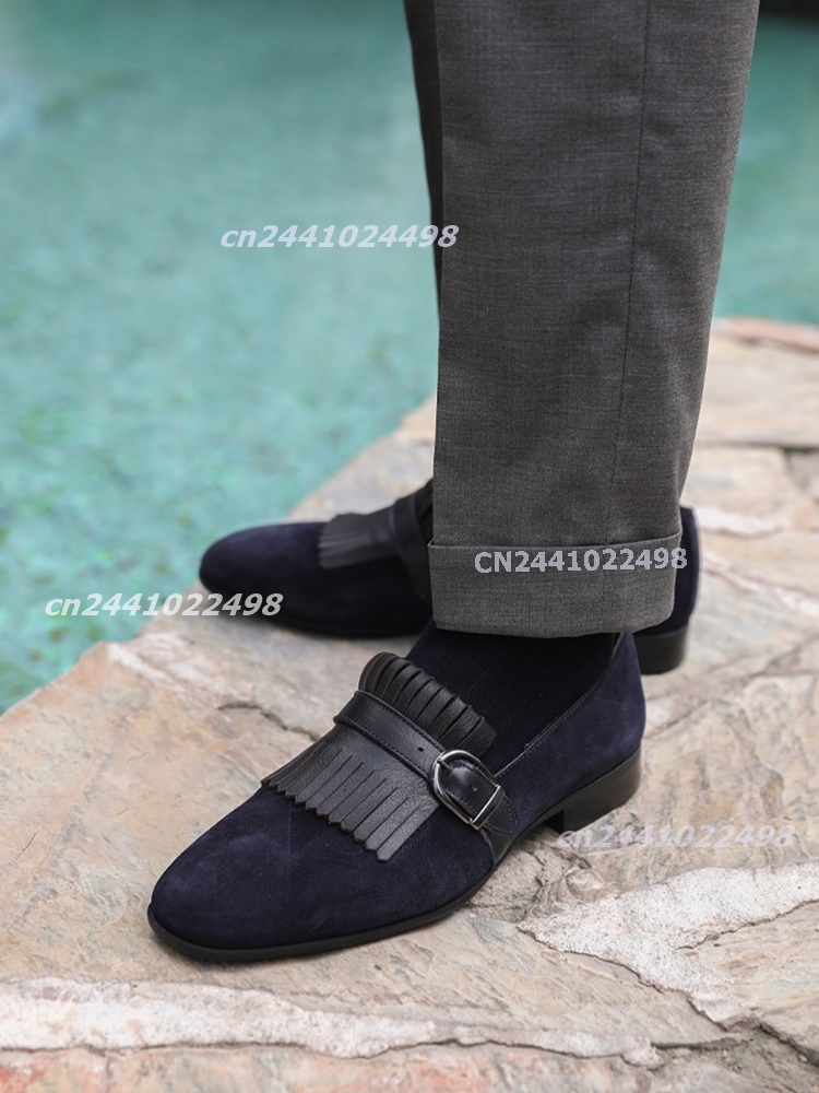 Navy Blue Suede Leather Tassel - Men'S Shoes Navy Blue 评论和价格