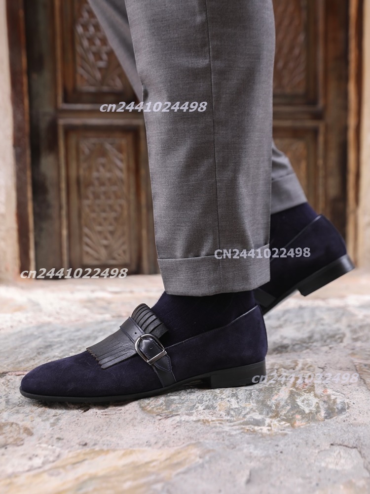 Navy Blue Suede Leather Tassel - Men'S Shoes Navy Blue 评论和价格