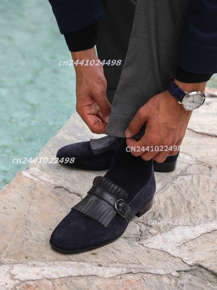 Navy Blue Suede Leather Tassel - Men'S Shoes Navy Blue 评论和价格