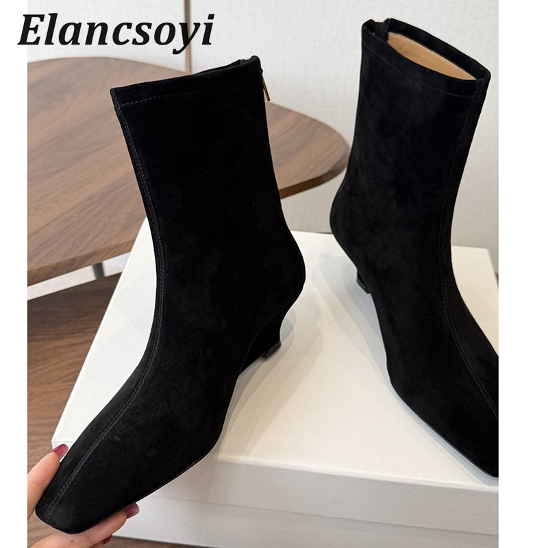 Wedges Heels Short Boots Women - Chelsea Boots Suede 评论和价格