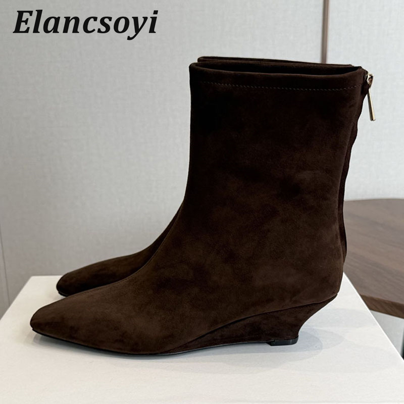 Wedges Heels Short Boots Women - Chelsea Boots Suede 评论和价格