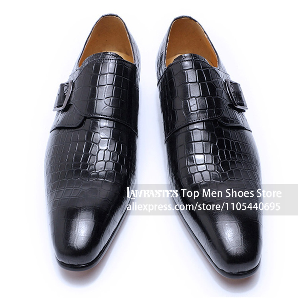 Crocodile Alligator Embossed L - Men'S Shoes Navy Blue 评论和价格