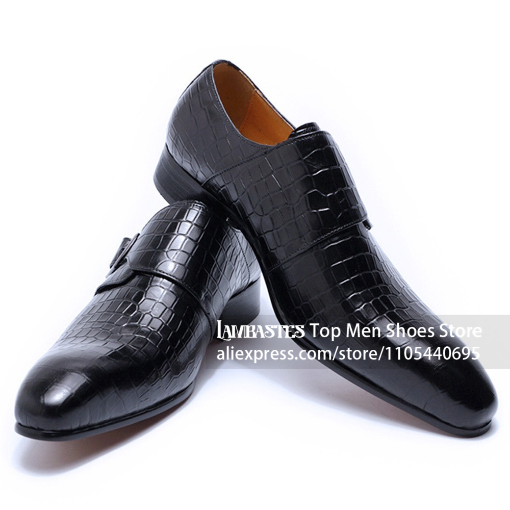 Crocodile Alligator Embossed L - Men'S Shoes Navy Blue 评论和价格