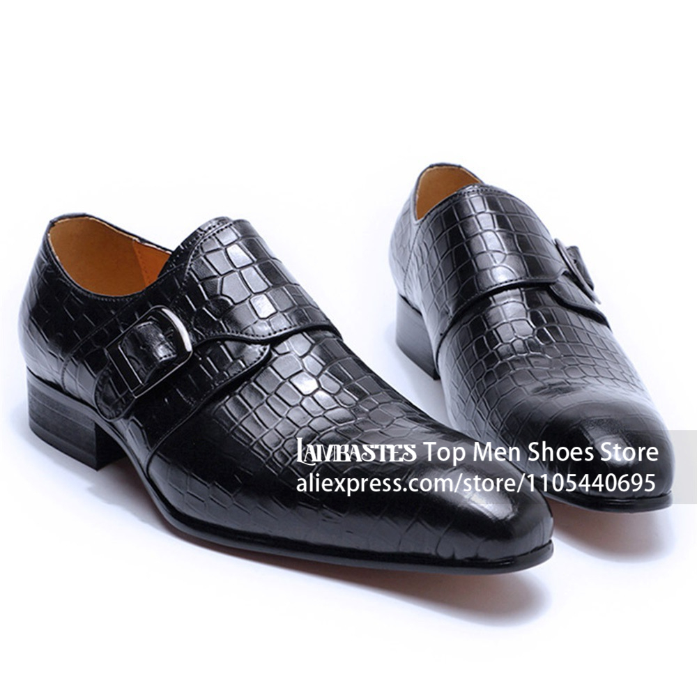 Crocodile Alligator Embossed L - Men'S Shoes Navy Blue 评论和价格