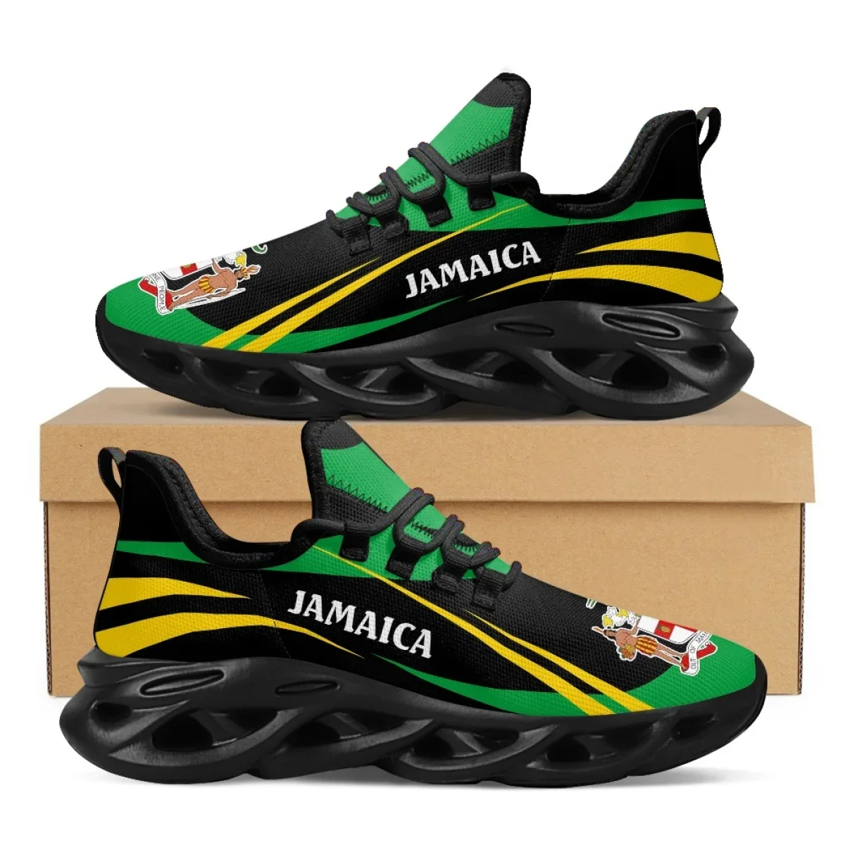 Jamaica Flag Print Shoes Men S - Mesh Trainer Breathable 评论和价格