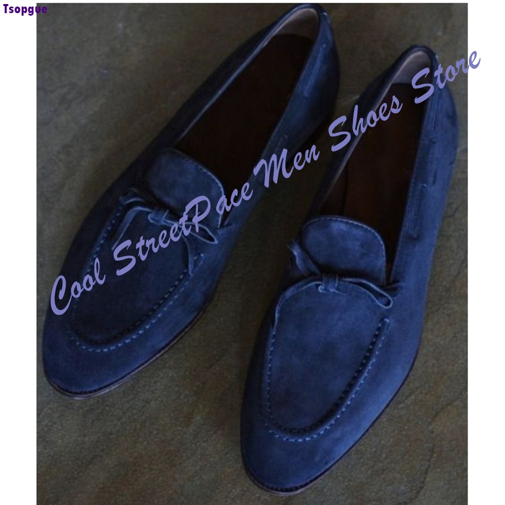 Business Casual Knot Loafers f - Men'S Shoes Navy Blue 评论和价格