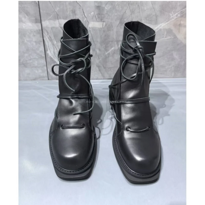 Black Genuine Leather Square T - Chelsea Boots Suede 评论和价格