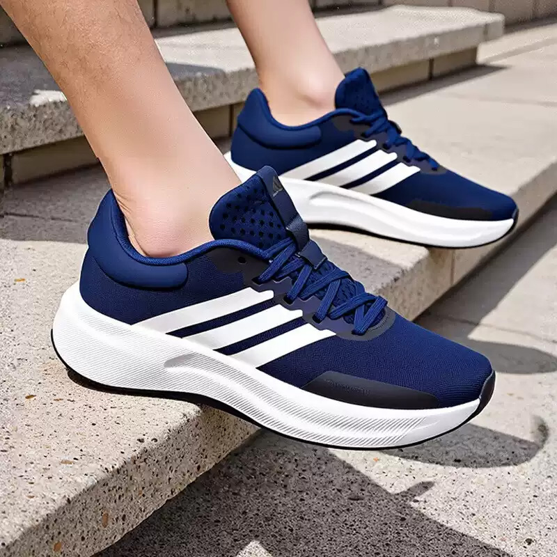 Adidas Navy Blue Three Stripes - Men'S Shoes Navy Blue 评论和价格