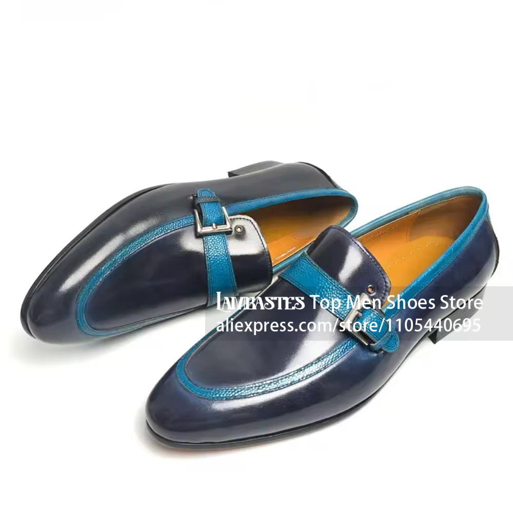 Navy Blue Contrast Buckle Penn - Men'S Shoes Navy Blue 评论和价格