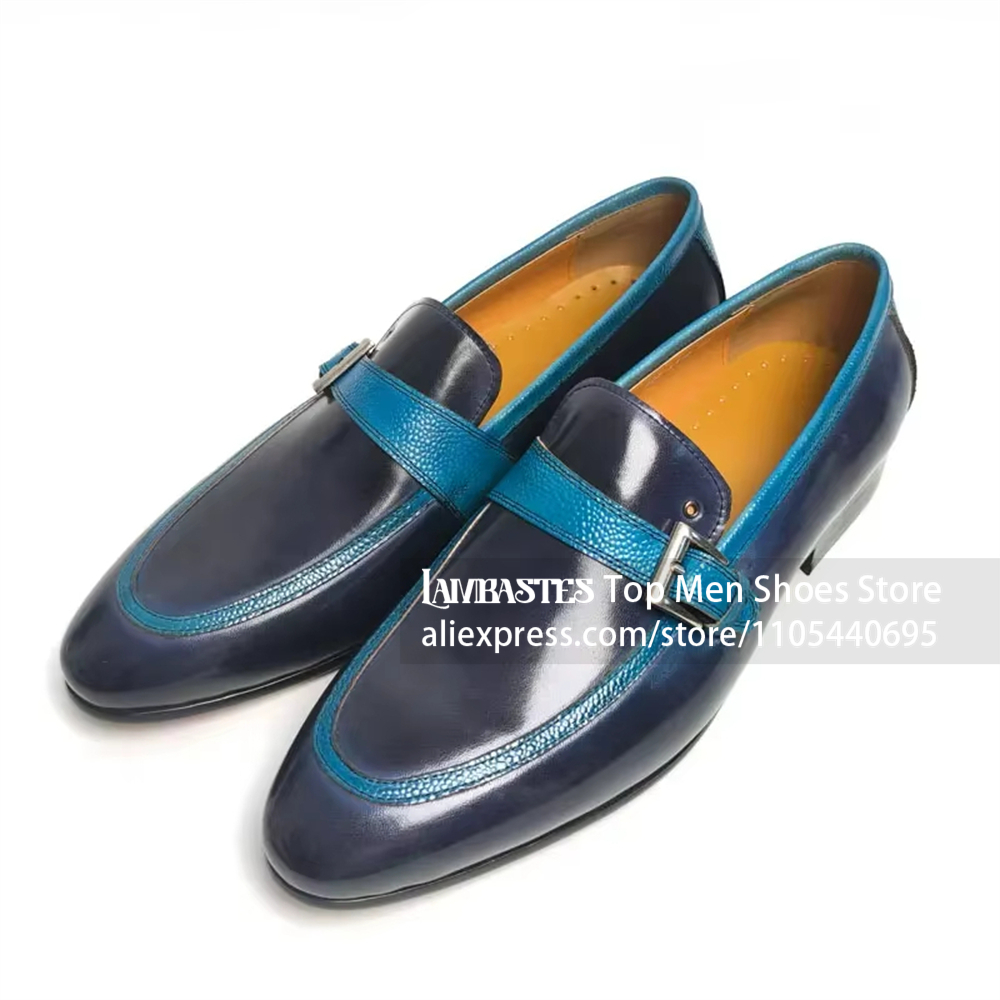 Navy Blue Contrast Buckle Penn - Men'S Shoes Navy Blue 评论和价格