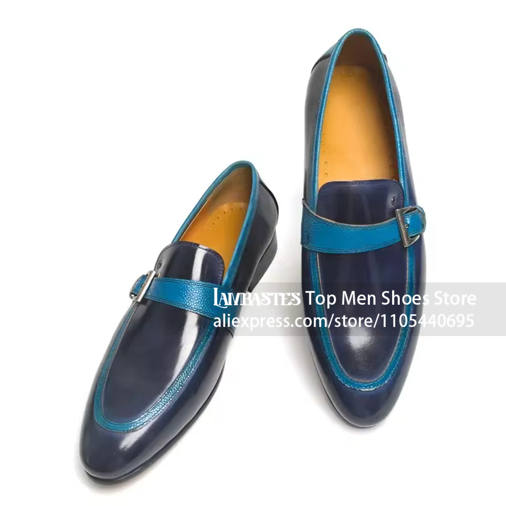 Navy Blue Contrast Buckle Penn - Men'S Shoes Navy Blue 评论和价格