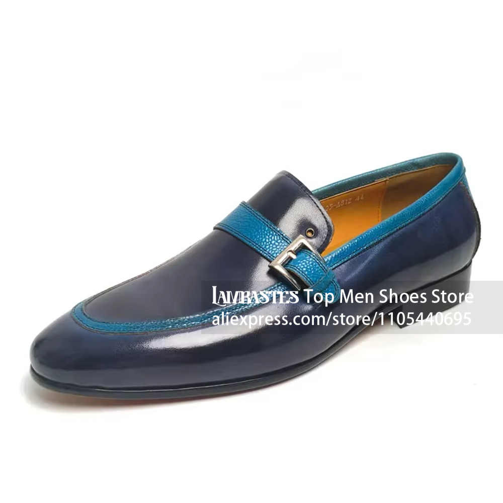 Navy Blue Contrast Buckle Penn - Men'S Shoes Navy Blue 评论和价格