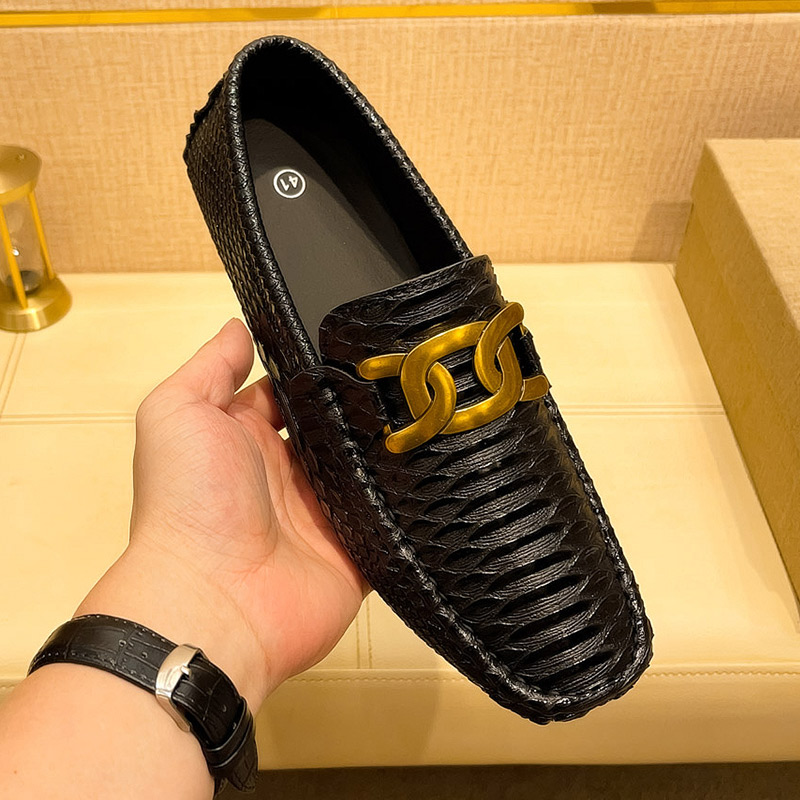 Navy Blue Snake Print Loafers  - Men'S Shoes Navy Blue 评论和价格