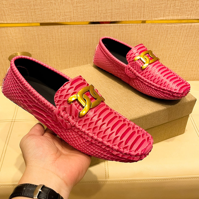 Navy Blue Snake Print Loafers  - Men'S Shoes Navy Blue 评论和价格