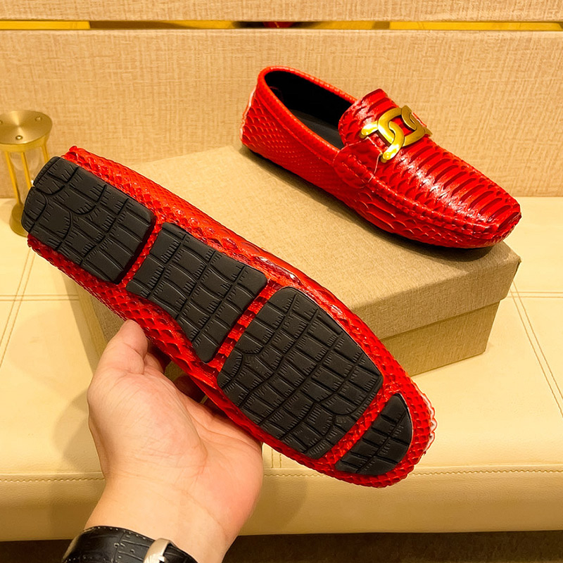 Navy Blue Snake Print Loafers  - Men'S Shoes Navy Blue 评论和价格