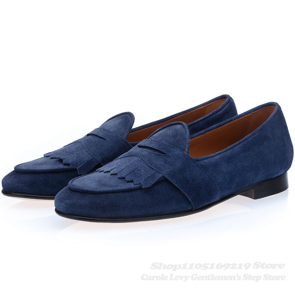 Navy Blue Suede Loafers Men Ro - Men'S Shoes Navy Blue 评论和价格