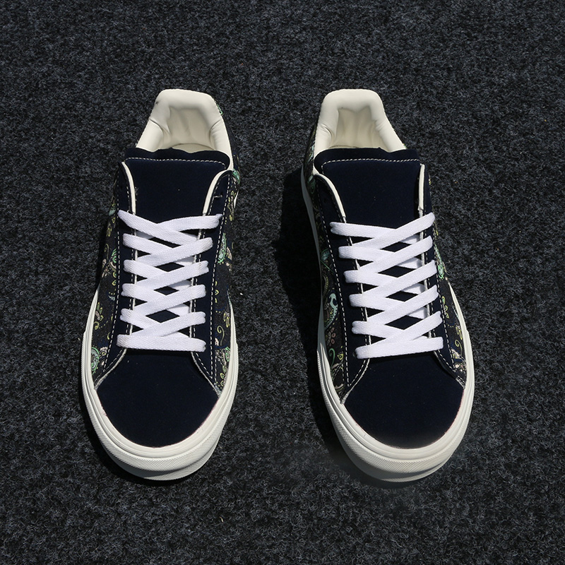 Summer Navy Blue Printed Large - Men'S Shoes Navy Blue 评论和价格