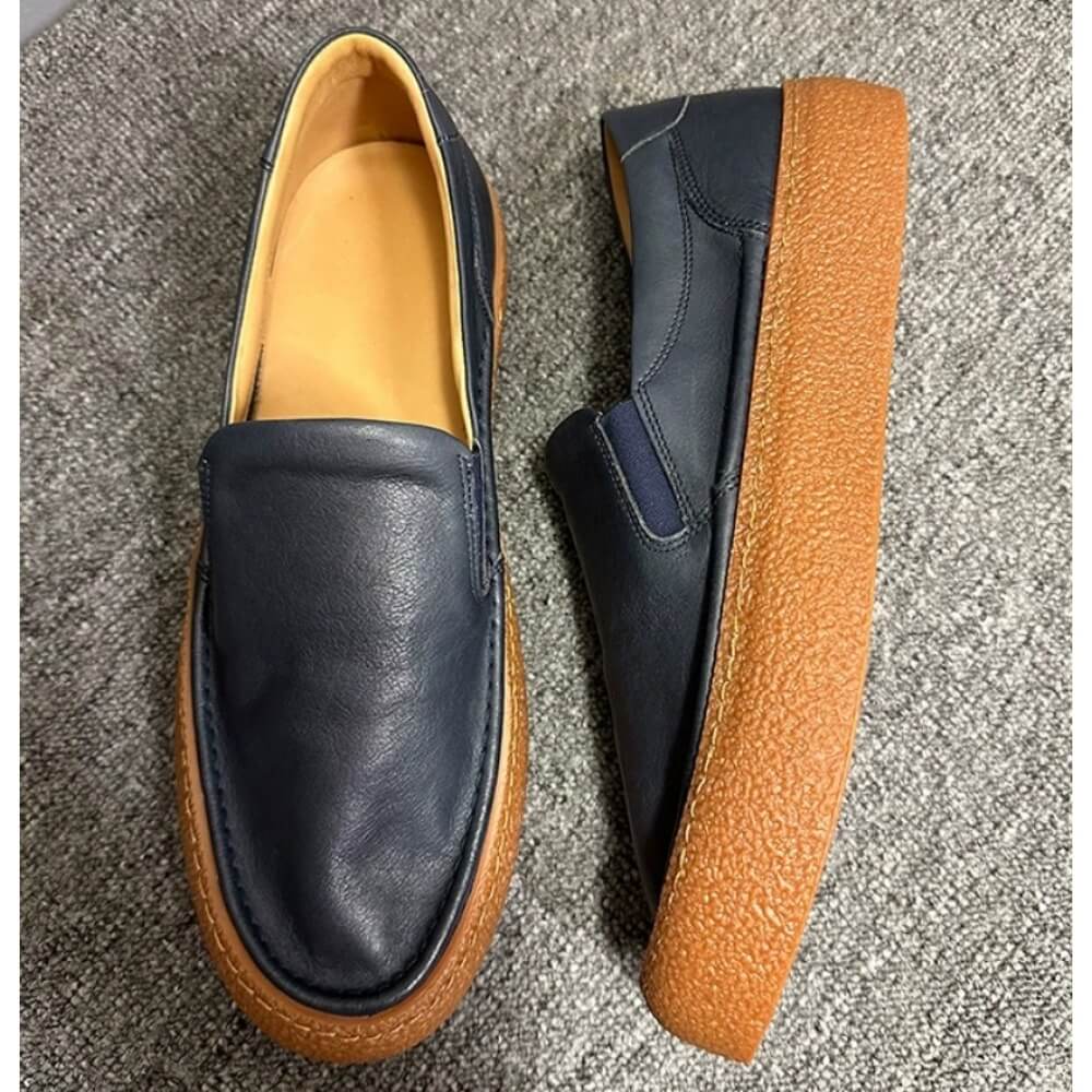 Navy Blue Leather  Loafers, wi - Men'S Shoes Navy Blue 评论和价格